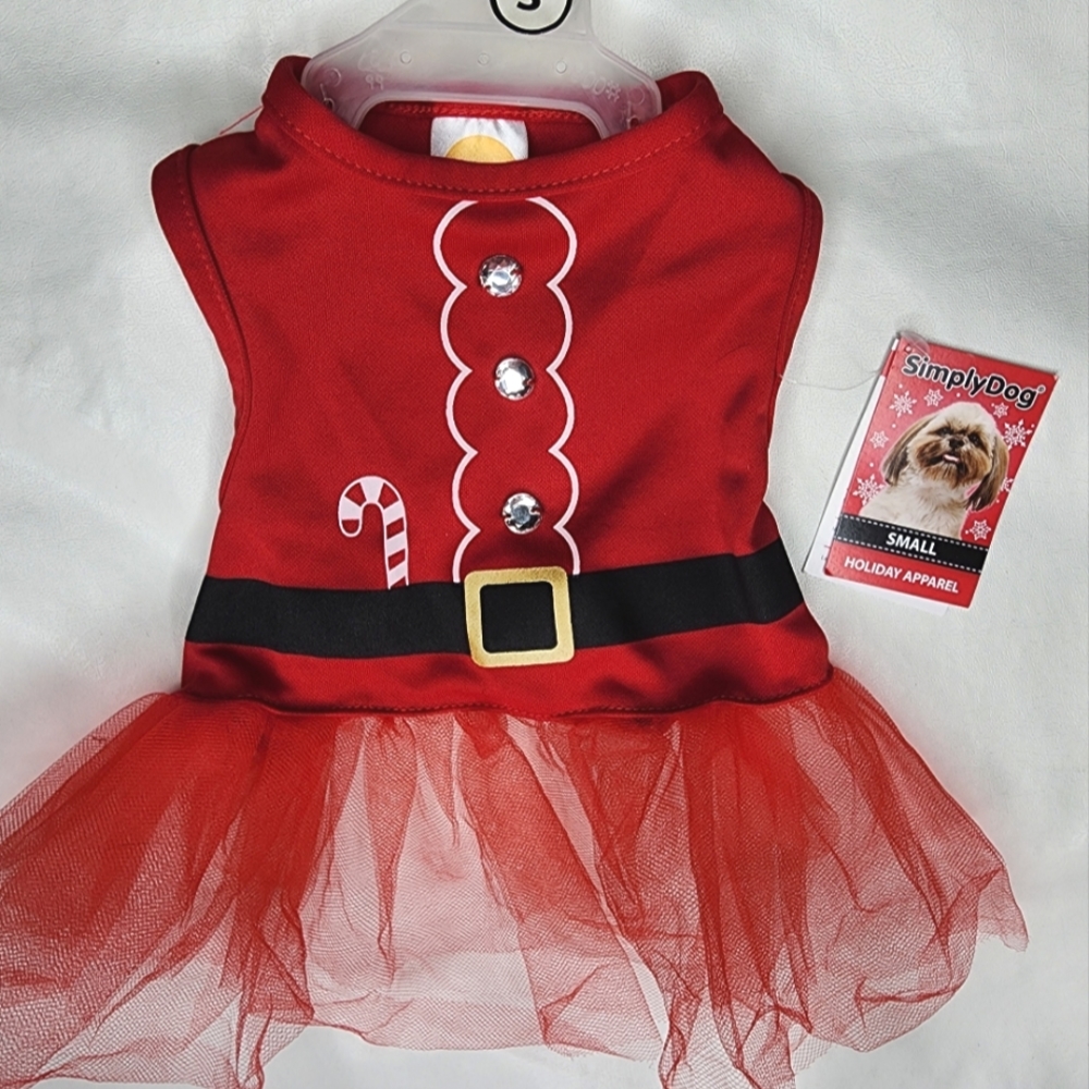 Simply Dog Dress Red Tulle Christmas Size Small 14-17" NWT